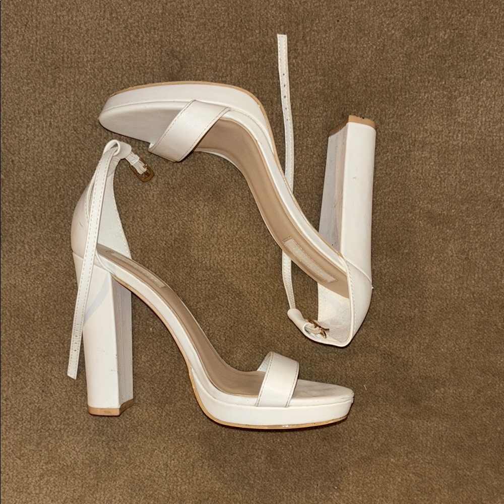 Forever 21 White Chunky Heels